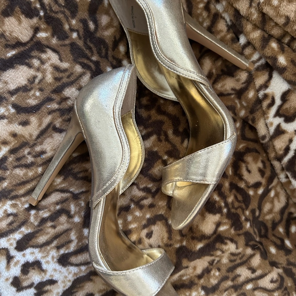 bebe Shimmering Gold Heels